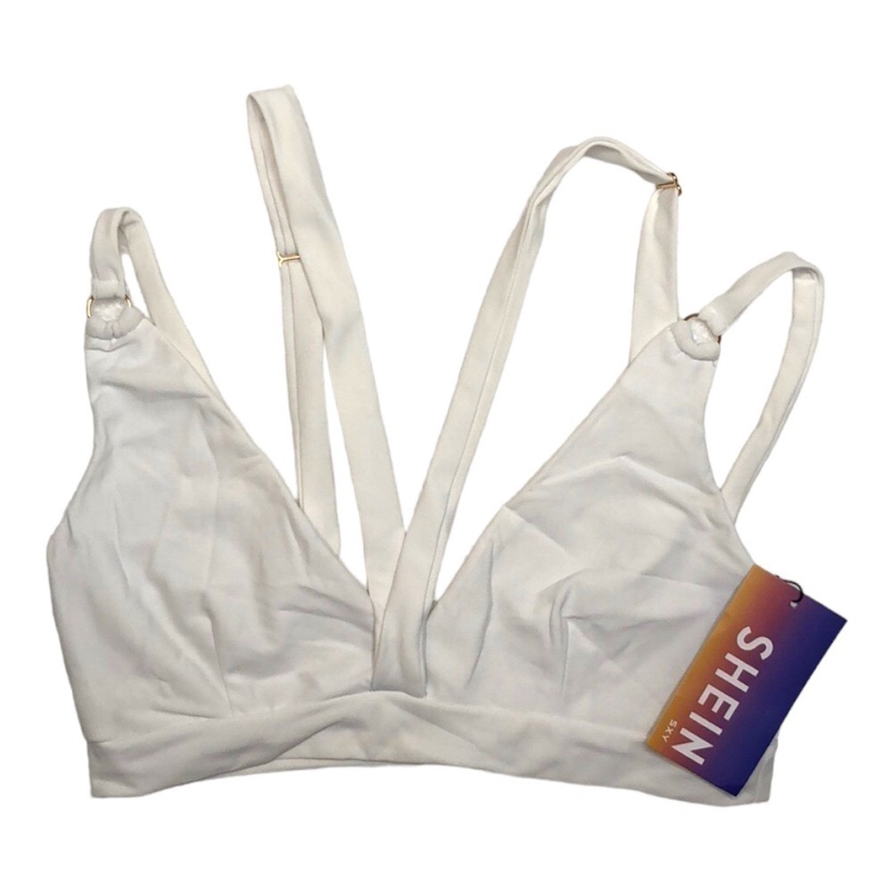 NWT - SHEIN - White Strappy Bikini Top - Size Small, US 4
